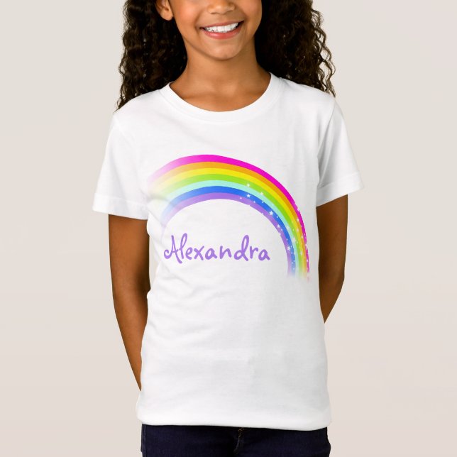 9 letter name rainbow violet girls top (Front)