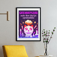 9 Lives of Whimsy: Colourful Cat Experiment Poster