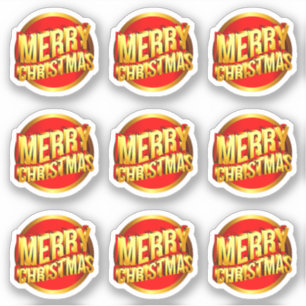 9 Merry Christmas 3D effect Red Gold Text Kiss Cut