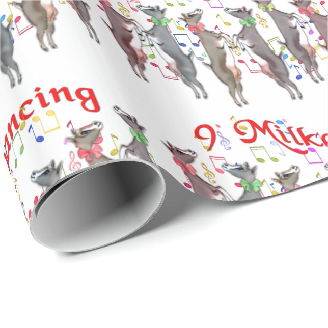 9 Milkers Dancing  Goat Christmas Wrapping Paper (Roll Corner)