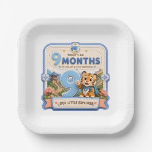 9 Months Baby Milestone Little Explorer Paper Plate