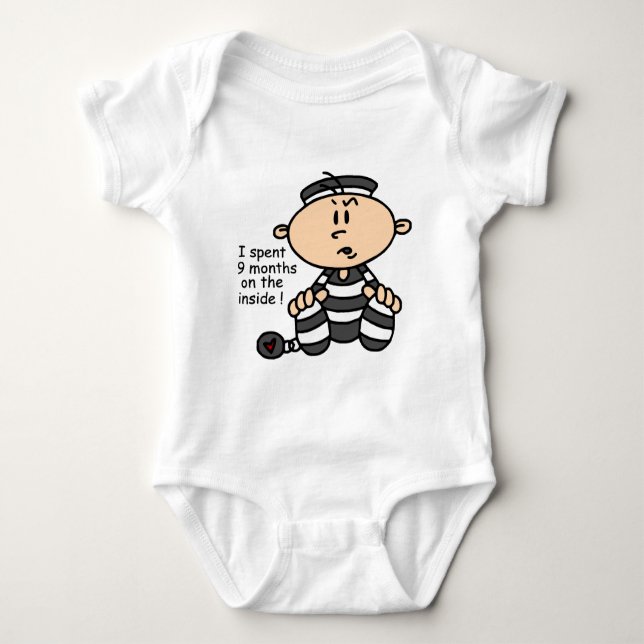 9 Months On The Inside Baby Prisoner Baby Bodysuit (Front)
