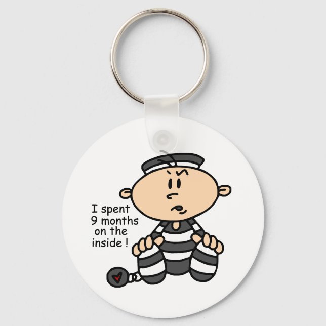 9 Months On The Inside Baby Prisoner Key Ring (Front)