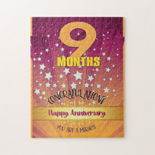 9 Months Recovery Anniversary Bold Numeral Jigsaw Puzzle
