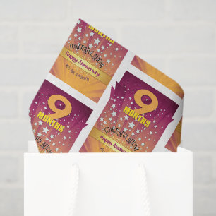 9 Months Recovery Anniversary Bold Numeral Tissue Paper