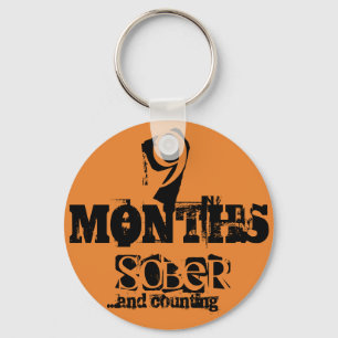 9 Months Sobriety Key Ring