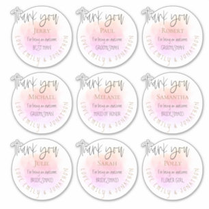 9 Names Thank You Message Bridal Individual Pink
