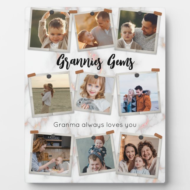 9 Nine Photo Modern Elegant Collage Family Love Plaque (Front)