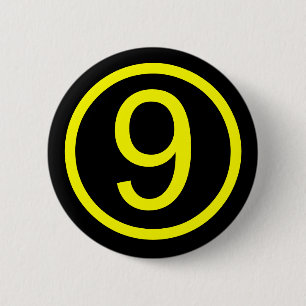 9 - number nine 6 cm round badge