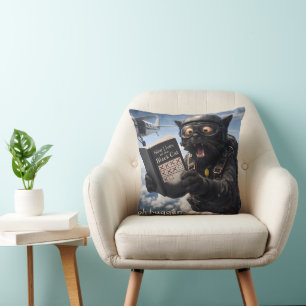9/Oh bugger, funny skydiving black cat throw pillo Cushion