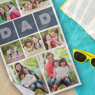 9 Photo Collage Dad Father's Day Beach Towel