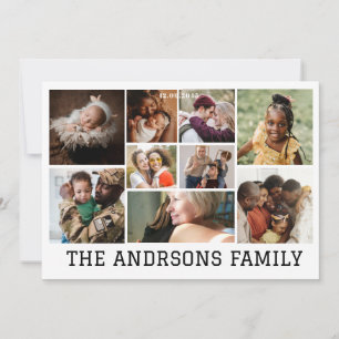9 photo collage family holiday card   Invitation