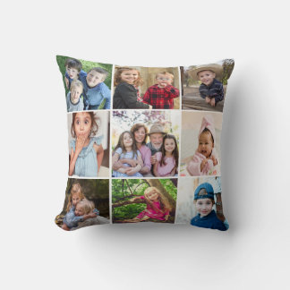 9 Photo Collage Grandkids Make Life Quote Wood Cushion