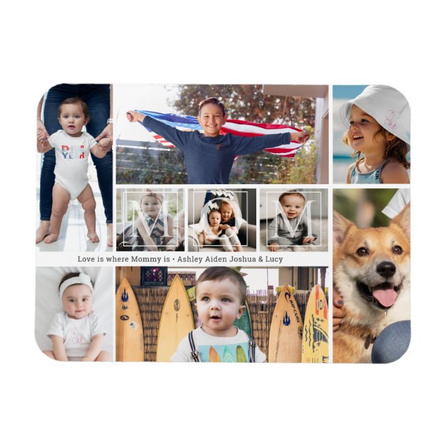 9 Photo Collage Love You Mum Child Names  Magnet (Horizontal)