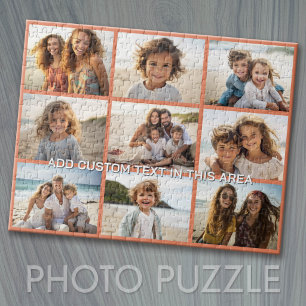 9 Photo Collage Minimalist - Optional Text Overlay Jigsaw Puzzle