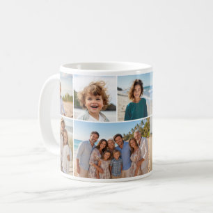 9 Photo Collage - Modern, Minimal White Grid Coffee Mug