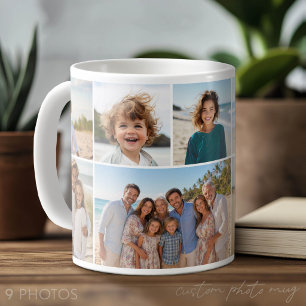 9 Photo Collage - Modern, Minimal White Grid Coffee Mug
