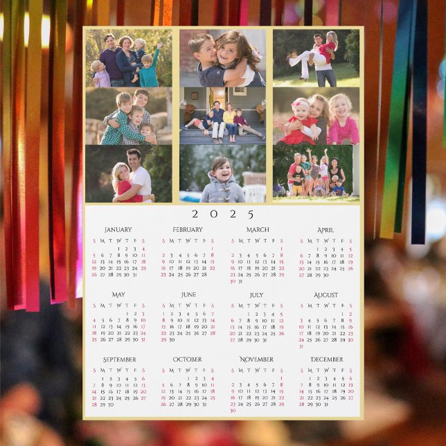 9 Photo Collage Personalised 2025 Family Calendar (9 Photo Collage Personalized 2025 Family Calendar)