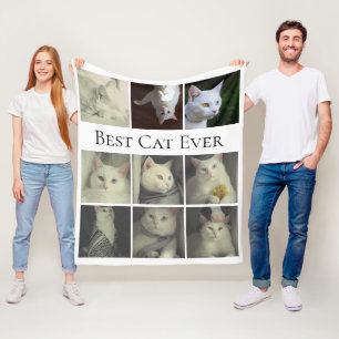 9 Photo Collage Personalised Best Cat Ever Fleece Blanket