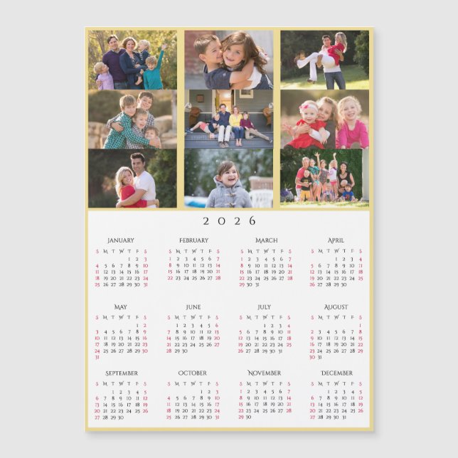 9 Photo Collage Personalized 2026 Family Calendar (Front)