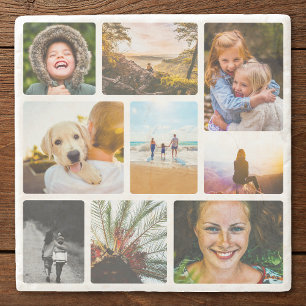 9 Photo Collage Rounded Coaster