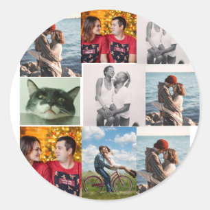 9 Photo Custom Personalized Collage Classic Round Sticker