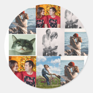 9 Photo Custom Personalized Collage Classic Round Sticker
