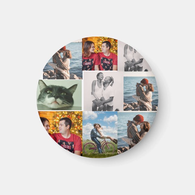 9 Photo Custom Personalized Collage Magnet (Front)