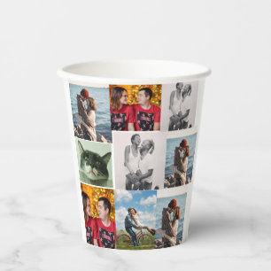 9 Photo Custom Personalized Collage Paper Cups