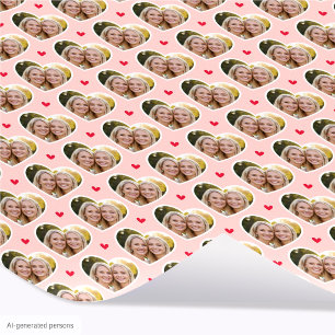 9 Photo Cute Love Heart Elegant Apricot Pink Wrapping Paper