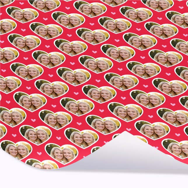 9 Photo Cute Love Heart Elegant Red Pink Pattern Wrapping Paper (Creator Uploaded)
