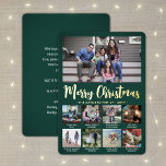 9 Photo Dark Green Merry Christmas Modern Collage<br><div class="desc">Send stylish joyful greetings and share 9 of your favourite pictures with a custom photo collage green and gold foil holiday card. All text on this template is simple to customise to include any wording, such as Merry Christmas, Happy Holidays, Seasons Greetings, New Year Cheers etc. (IMAGE PLACEMENT TIP: An...</div>