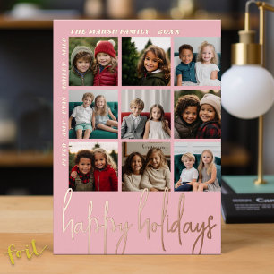 9 Photo Offset - Happy Holidays Script - rose gold