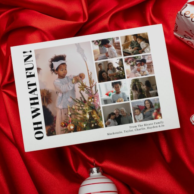 9 Photo Oh What Fun Christmas Holiday Card (9 Photo Oh What Fun Christmas Holiday Card by Ricaso. Add own photographs, make your own cards.)