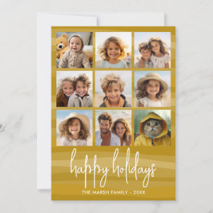 9 Photo Organic Gold - Christmas Happy Holiday Card