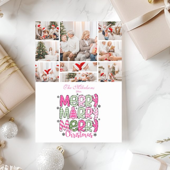 9 Photo Pink Green Merry Christmas Holiday (Creator Uploaded)