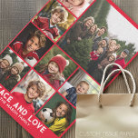 9 Photo Retro Christmas Red Peace and Love Tissue Paper<br><div class="desc">What a Wonderful Year - Use 9 square photos with the subject centred. The Greeting can be changed. If you need to move anything around,  click on the customise button to make changes.</div>
