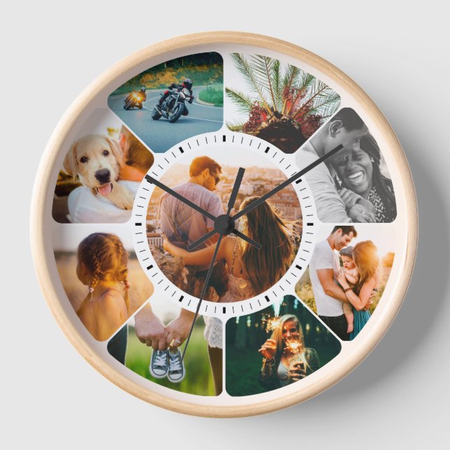 9 Photo Rounded Clock Rounded (Front)