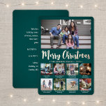 9 Photo Teal Green Merry Christmas Modern Collage<br><div class="desc">Send stylish joyful greetings and share 9 of your favourite pictures with a custom photo collage teal and rose gold foil holiday card. All text on this template is simple to customise to include any wording, such as Merry Christmas, Happy Holidays, Seasons Greetings, New Year Cheers etc. (IMAGE PLACEMENT TIP:...</div>