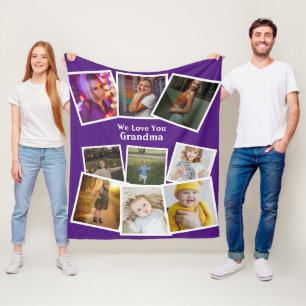 9 Photo Template And Text Personalised Custom Made Fleece Blanket