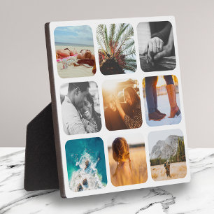 9 Photo Template Grid Rounded White Frame Plaque