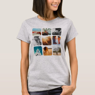 9 Photo Template Square Grid Rounded Frame T-Shirt