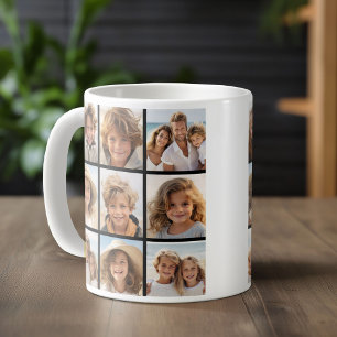 9 Photos - Minimal Grid on Black Background Coffee Mug