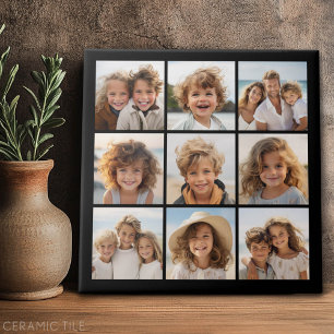 9 Photos - Minimal Grid on Black Background Tile