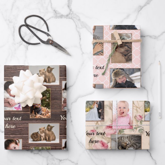 9 Photos Variety Wrapping Paper Sheets (Front)