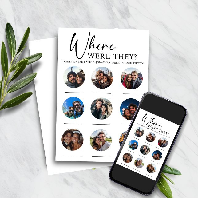 9 Photos Where Were They Engagement Wedding Game Invitation (9 Photos Where Were They Engagement Wedding Game )