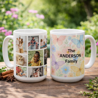 9 photos with Family Name Coffee Mug