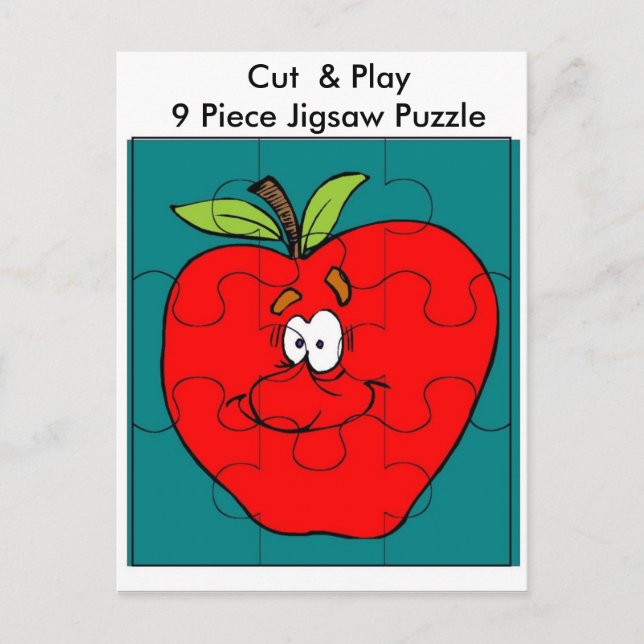 9 Piece Cut & Play Apple Puzzle Postcard (Front)
