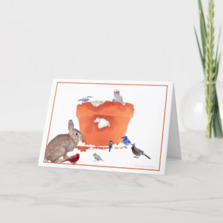 #9 Rabbit- birds among a garden pot:Thoreau quote Card