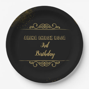 9" Round Floral Birthday Party Paper Plate. Paper Plate